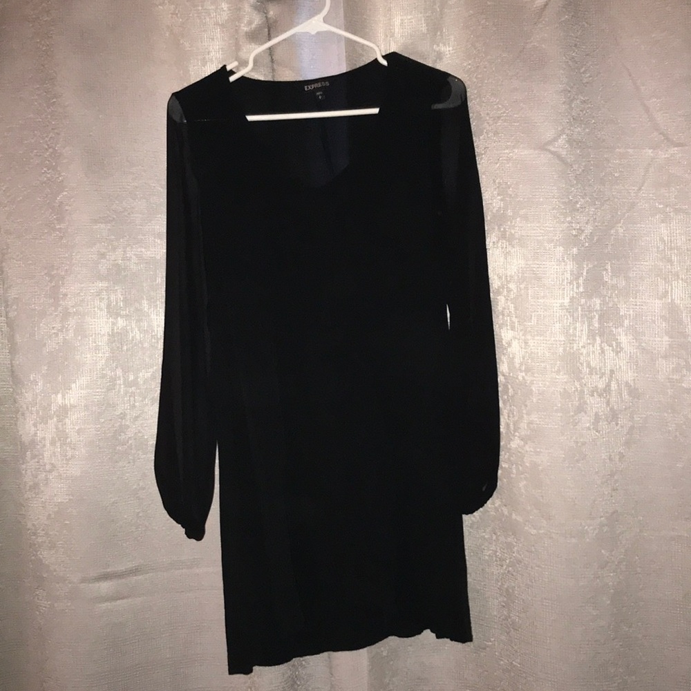 Express Black Dress with Sheer Sleeves